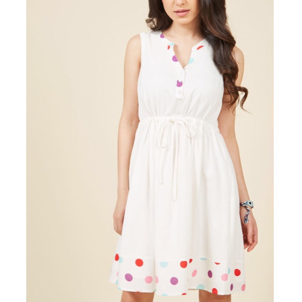ModCloth White Shirtdress, Size M
